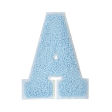 Load image into Gallery viewer, Letter Varsity Alphabets A to Z Baby Blue Chenille & White Felt 4 Inch