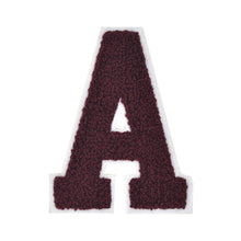 Load image into Gallery viewer, Letter Varsity Alphabets A to Z Burgundy Chenille & White Felt  6 Inch