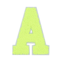 Load image into Gallery viewer, Letter Varsity Alphabets A to Z Neon Lime Chenille & White Felt 4 Inch