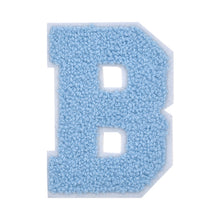 Load image into Gallery viewer, Letter Varsity Alphabets A to Z Baby Blue Chenille & White Felt 4 Inch