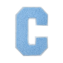 Load image into Gallery viewer, Letter Varsity Alphabets A to Z Baby Blue Chenille & White Felt 4 Inch