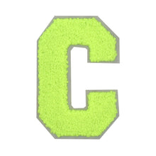 Load image into Gallery viewer, Letter Varsity Alphabets A to Z Neon Lime Chenille & White Felt 4 Inch