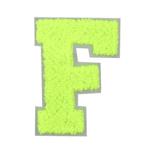 Load image into Gallery viewer, Letter Varsity Alphabets A to Z Neon Lime Chenille & White Felt 8 Inch
