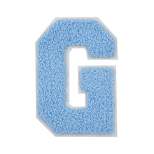 Load image into Gallery viewer, Letter Varsity Alphabets A to Z Baby Blue Chenille & White Felt 4 Inch