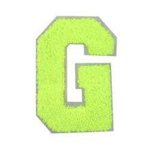 Load image into Gallery viewer, Letter Varsity Alphabets A to Z Neon Lime Chenille & White Felt 8 Inch