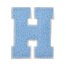 Load image into Gallery viewer, Letter Varsity Alphabets A to Z Baby Blue Chenille & White Felt 4 Inch