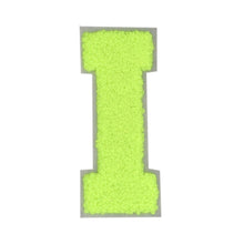 Load image into Gallery viewer, Letter Varsity Alphabets A to Z Neon Lime Chenille & White Felt 4 Inch