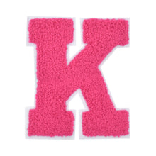 Load image into Gallery viewer, Letter Varsity Alphabets A-Z Candy Pink Chenille & white Felt 4 Inch