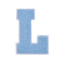 Load image into Gallery viewer, Letter Varsity Alphabets A to Z Baby Blue Chenille & White Felt 4 Inch