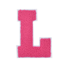 Load image into Gallery viewer, Letter Varsity Alphabets A-Z Candy Pink Chenille & white Felt 4 Inch