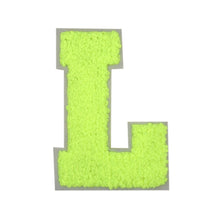 Load image into Gallery viewer, Letter Varsity Alphabets A to Z Neon Lime Chenille & White Felt 4 Inch