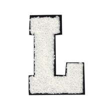 Load image into Gallery viewer, Letter Varsity Alphabets A to Z White Chenille & Black Felt 4 Inch