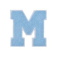 Load image into Gallery viewer, Letter Varsity Alphabets A to Z Baby Blue Chenille & White Felt 4 Inch