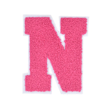 Load image into Gallery viewer, Letter Varsity Alphabets A-Z Candy Pink Chenille & white Felt 4 Inch