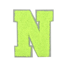 Load image into Gallery viewer, Letter Varsity Alphabets A to Z Neon Lime Chenille & White Felt 2.5 Inch
