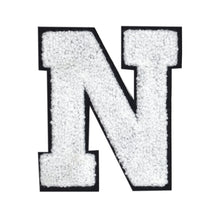Load image into Gallery viewer, Letter Varsity Alphabets A to Z White Chenille & Black Felt 4 Inch