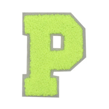 Load image into Gallery viewer, Letter Varsity Alphabets A to Z Neon Lime Chenille & White Felt 2.5 Inch