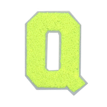 Load image into Gallery viewer, Letter Varsity Alphabets A to Z Neon Lime Chenille & White Felt 6 Inch