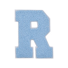 Load image into Gallery viewer, Letter Varsity Alphabets A to Z Baby Blue Chenille & White Felt 4 Inch