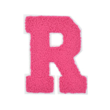 Load image into Gallery viewer, Letter Varsity Alphabets A-Z Candy Pink Chenille & white Felt 4 Inch