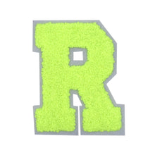 Load image into Gallery viewer, Letter Varsity Alphabets A to Z Neon Lime Chenille & White Felt 8 Inch