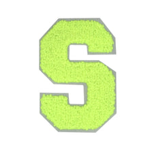 Load image into Gallery viewer, Letter Varsity Alphabets A to Z Neon Lime Chenille & White Felt 6 Inch