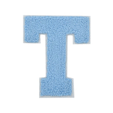 Load image into Gallery viewer, Letter Varsity Alphabets A to Z Baby Blue Chenille & White Felt 4 Inch