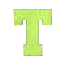 Load image into Gallery viewer, Letter Varsity Alphabets A to Z Neon Lime Chenille & White Felt 4 Inch