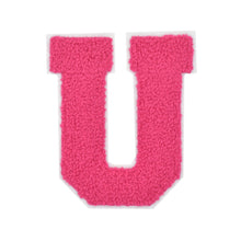 Load image into Gallery viewer, Letter Varsity Alphabets A-Z Candy Pink Chenille & white Felt 4 Inch