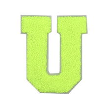 Load image into Gallery viewer, Letter Varsity Alphabets A to Z Neon Lime Chenille & White Felt 2.5 Inch