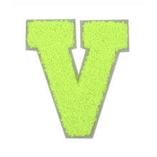 Load image into Gallery viewer, Letter Varsity Alphabets A to Z Neon Lime Chenille & White Felt 4 Inch