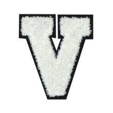 Load image into Gallery viewer, Letter Varsity Alphabets A to Z White Chenille & Black Felt 4 Inch