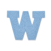 Load image into Gallery viewer, Letter Varsity Alphabets A to Z Baby Blue Chenille & White Felt 4 Inch