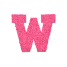 Load image into Gallery viewer, Letter Varsity Alphabets A-Z Candy Pink Chenille & white Felt 4 Inch