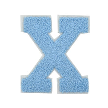 Load image into Gallery viewer, Letter Varsity Alphabets A to Z Baby Blue Chenille & White Felt 4 Inch