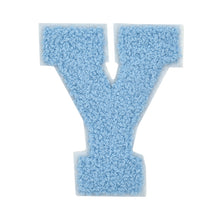 Load image into Gallery viewer, Letter Varsity Alphabets A to Z Baby Blue Chenille & White Felt 4 Inch