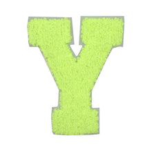 Load image into Gallery viewer, Letter Varsity Alphabets A to Z Neon Lime Chenille & White Felt 4 Inch