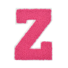 Load image into Gallery viewer, Letter Varsity Alphabets A-Z Candy Pink Chenille & white Felt 4 Inch