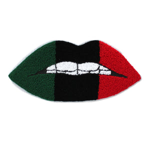 Green Black Red Lips Chenille Patch