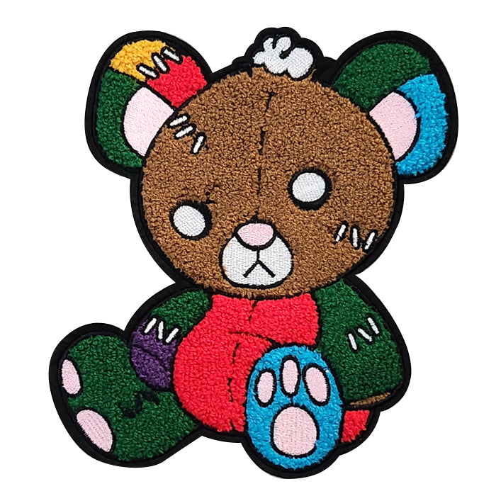 Colorful Knocked Down Patched Up Teddy Bear Chenille Patch