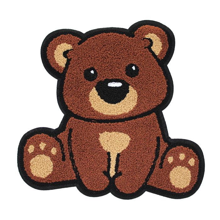 Big Nose Cute Dark Brown Teddy Bear Large Chenille Patch