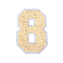 Load image into Gallery viewer, Varsity Number 0 to 9 Size 2.5, 4, 6, and 8 Inches Beige Cream White
