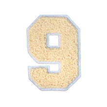 Load image into Gallery viewer, Varsity Number 0 to 9 Size 2.5, 4, 6, and 8 Inches Beige Cream White
