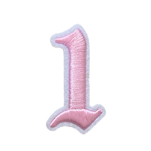 Load image into Gallery viewer, 3D Old English Roman Font Number 0 to 9 Size 2, 3 inches Pink Embroidery Patch
