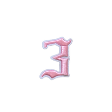 Load image into Gallery viewer, 3D Old English Roman Font Number 0 to 9 Size 2, 3 inches Pink Embroidery Patch
