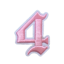 Load image into Gallery viewer, 3D Old English Roman Font Number 0 to 9 Size 2, 3 inches Pink Embroidery Patch
