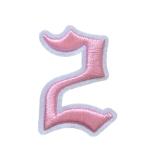 Load image into Gallery viewer, 3D Old English Roman Font Number 0 to 9 Size 2, 3 inches Pink Embroidery Patch

