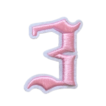Load image into Gallery viewer, 3D Old English Roman Font Number 0 to 9 Size 2, 3 inches Pink Embroidery Patch
