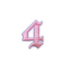 Load image into Gallery viewer, 3D Old English Roman Font Number 0 to 9 Size 2, 3 inches Pink Embroidery Patch
