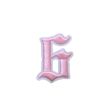 Load image into Gallery viewer, 3D Old English Roman Font Number 0 to 9 Size 2, 3 inches Pink Embroidery Patch
